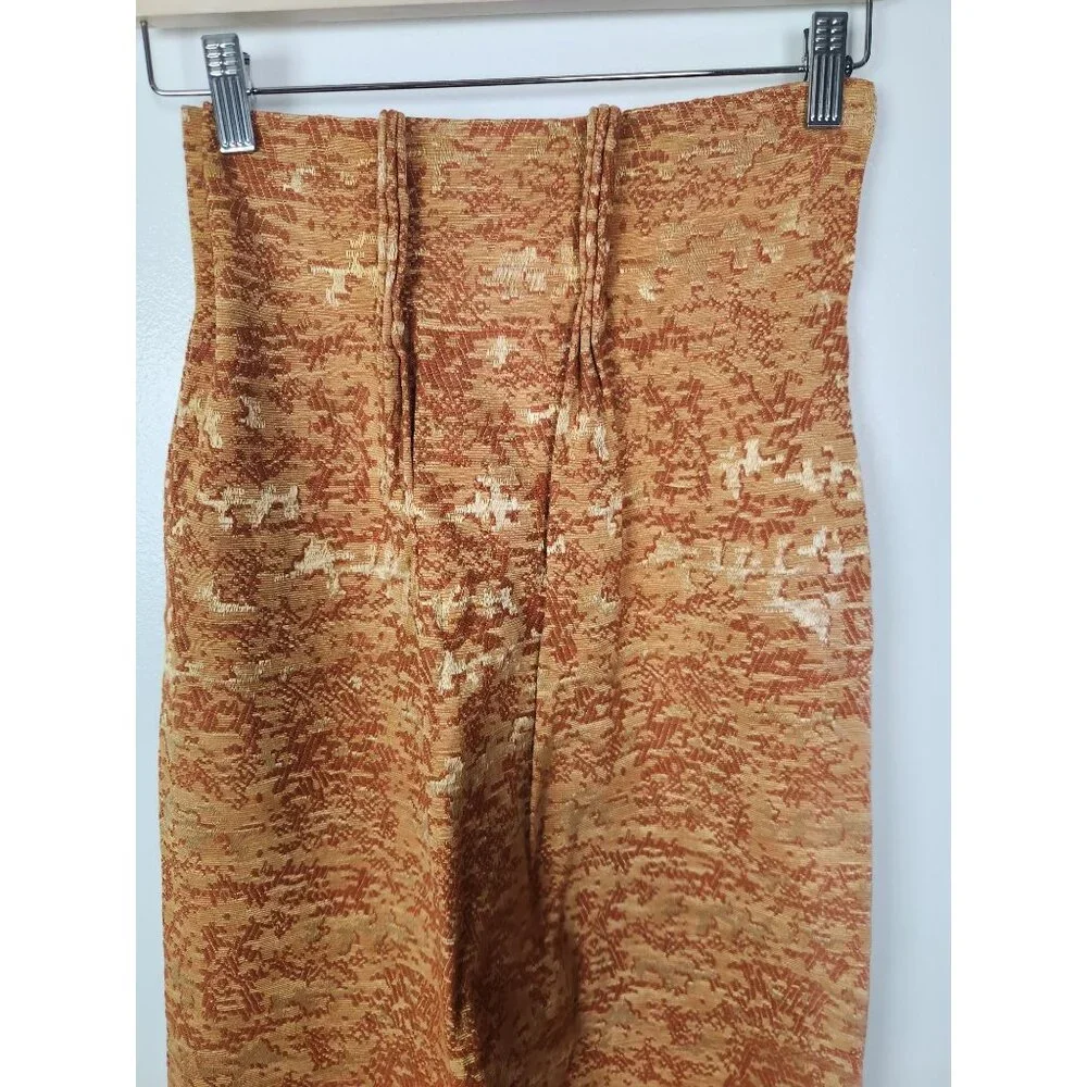 Vtg. 70's Orange Print Thick Lined Pinch Pleat Curtains 25
